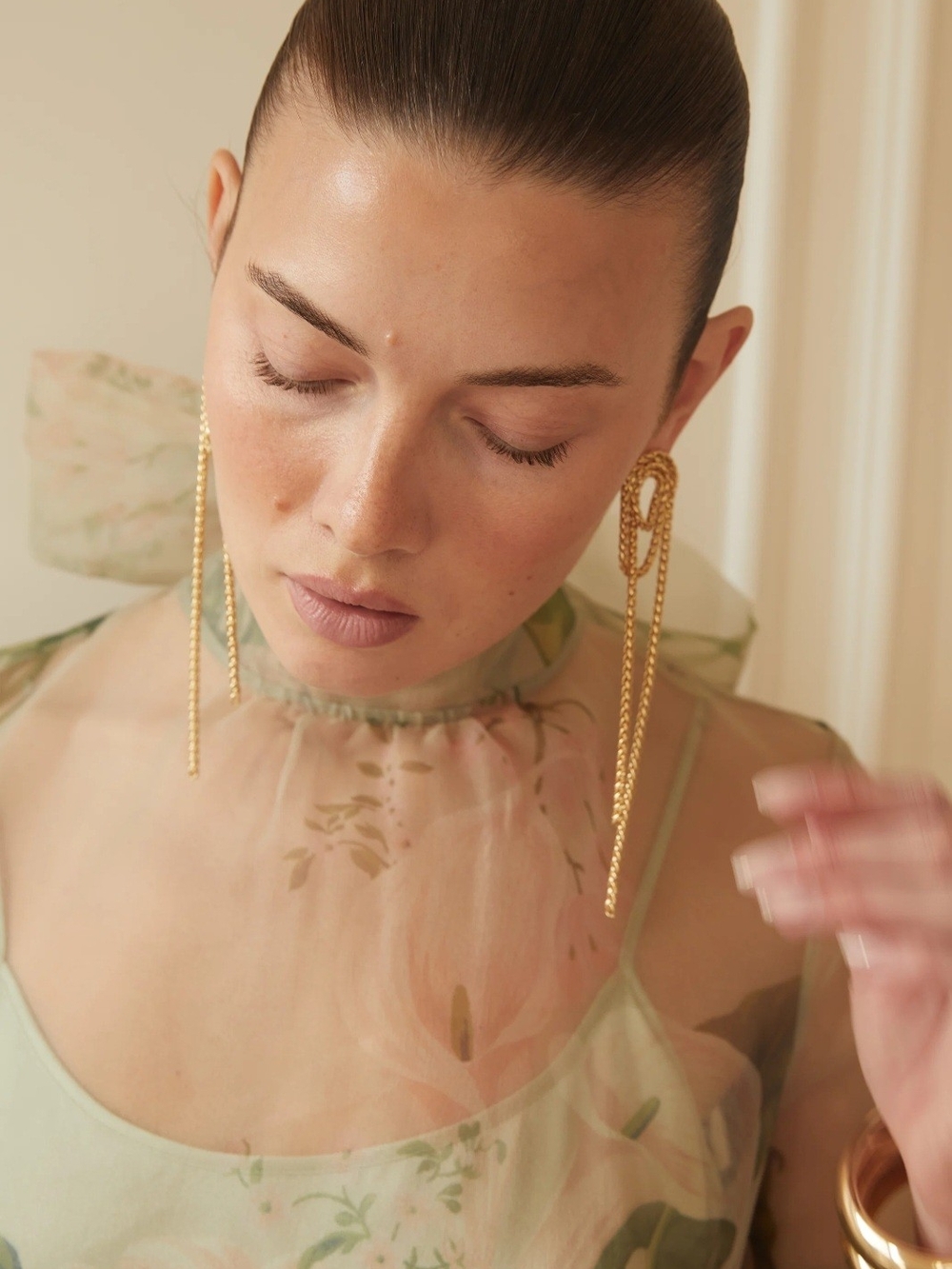 Few Moda Caara Sheer Floral Maxi Dress in Sage Green - Picture 5 of 10